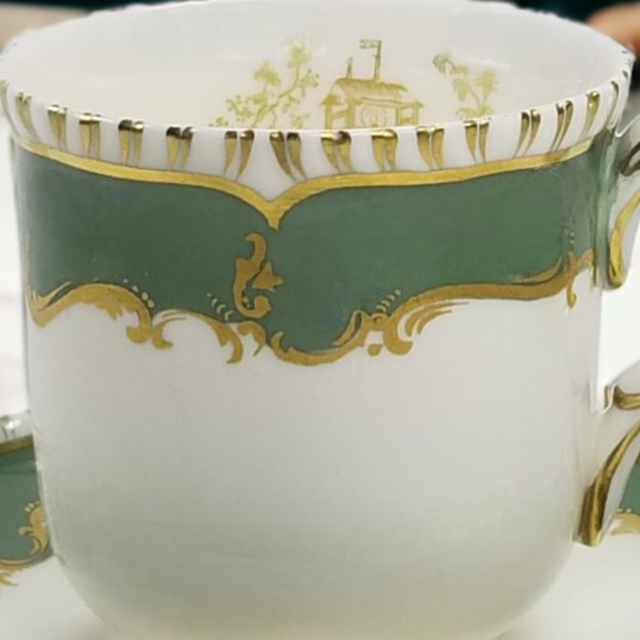 Espresso Coffee Antique Demi Cup Set English Bone China Royal Worcester Gift Set - Picture 14 of 15